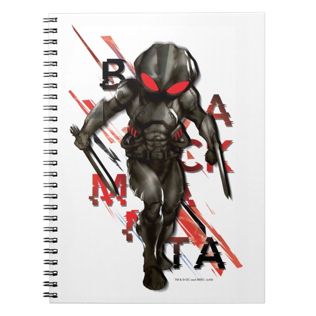Aquaman | Black Manta Scattered Typografy Graphic Notizblock (Vorderseite)