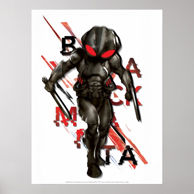 Aquaman | Black Manta Scattered Typografy Graphic Poster (Vorne)