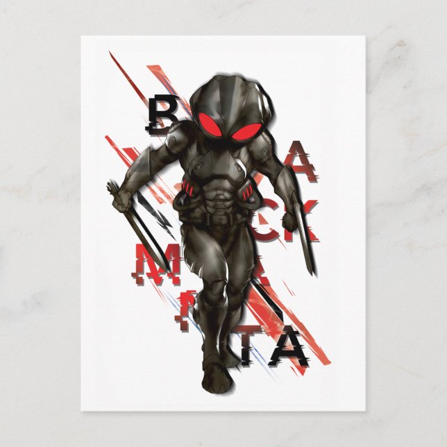 Aquaman | Black Manta Scattered Typografy Graphic Postkarte (Vorderseite)