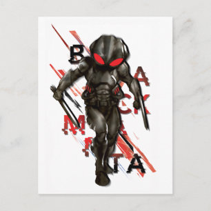 Aquaman   Black Manta Scattered Typografy Graphic Postkarte