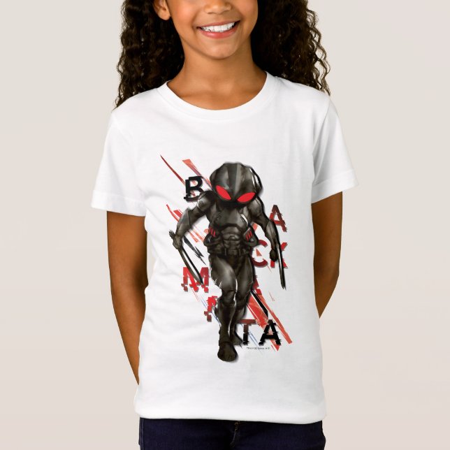 Aquaman | Black Manta Scattered Typografy Graphic T-Shirt (Vorderseite)