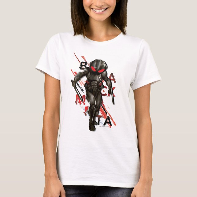 Aquaman | Black Manta Scattered Typografy Graphic T-Shirt (Vorderseite)