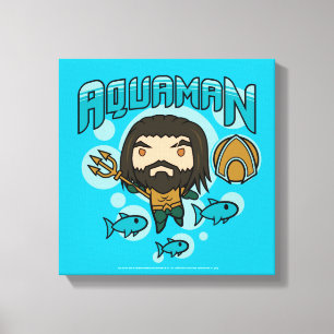 Aquaman   Chibi Aquaman unterseeische Grafik Leinwanddruck