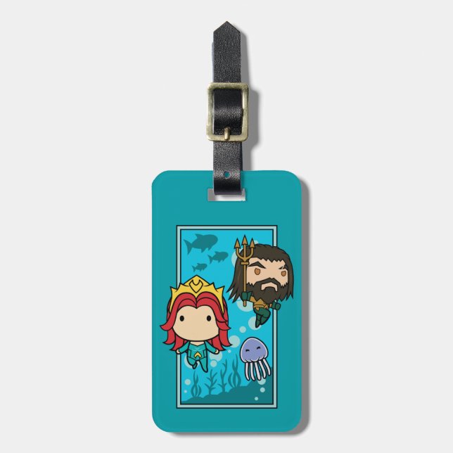Aquaman | Chibi Mera & Aquaman Undersea Graphic Gepäckanhänger (Vorderseite vertikal)