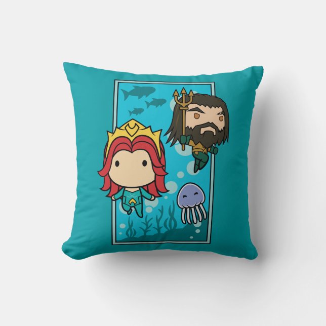 Aquaman | Chibi Mera & Aquaman Undersea Graphic Kissen (Vorderseite)