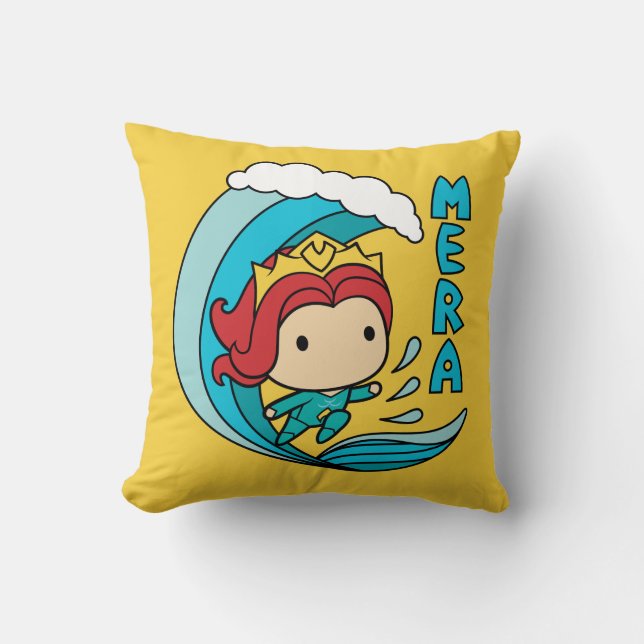 Aquaman | Chibi Mera Riding Wave Graphic Kissen (Vorderseite)