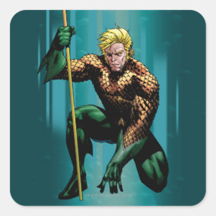 Aquaman Crouching Quadratischer Aufkleber