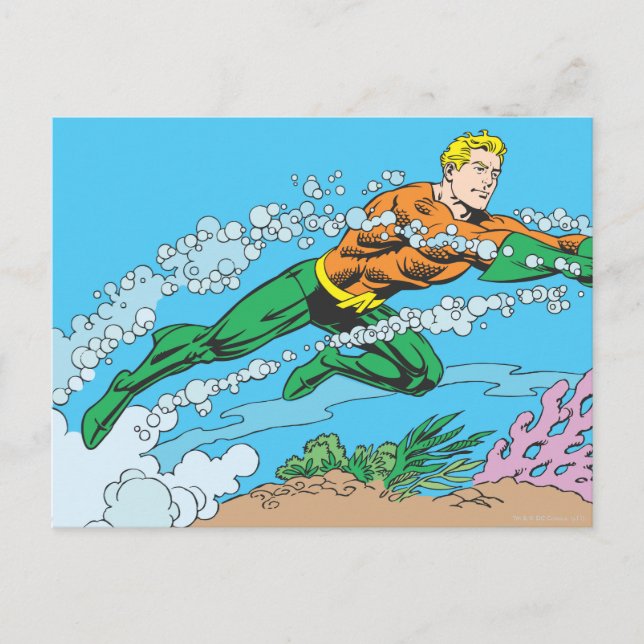 Aquaman Dashes Thru Water Postkarte (Vorderseite)