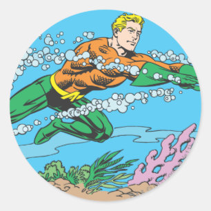 Aquaman Dashes Thru Water Runder Aufkleber