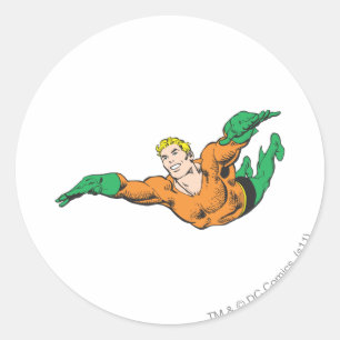 Aquaman erhebt sich in die Lüfte Runder Aufkleber