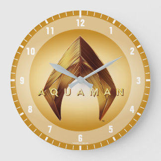 Aquaman | Golden Aquaman Logo Große Wanduhr