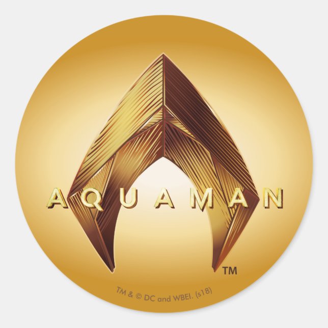 Aquaman | goldenes Aquaman Logo Runder Aufkleber (Vorderseite)