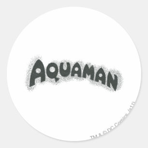 Aquaman Grunge Schwarzes Logo Runder Aufkleber