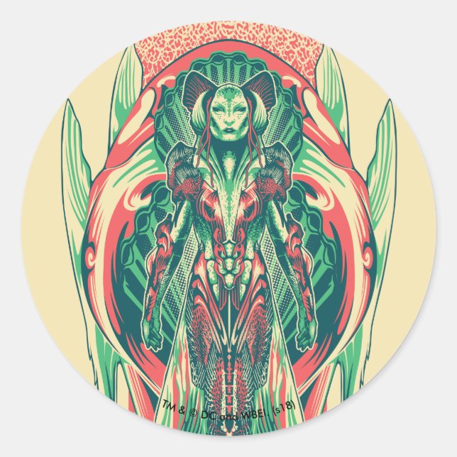 Aquaman | Königin-Fischer-Kunst Nouveau Platte Runder Aufkleber (Vorderseite)