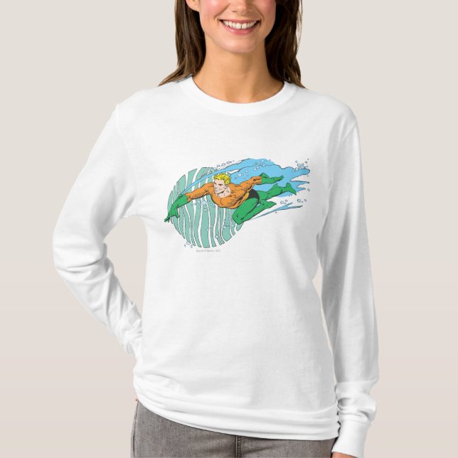 Aquaman Leaps Verlassen T-Shirt (Vorderseite)