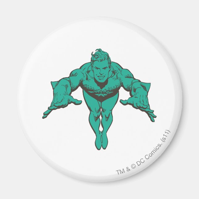 Aquaman Lunging Forward - Aquamarin Magnet (Vorne)
