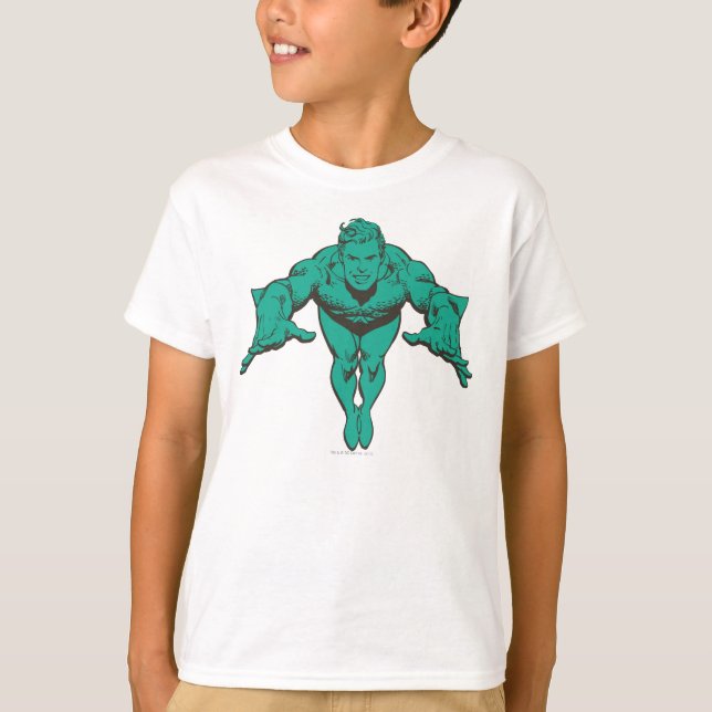 Aquaman Lunging Forward - Aquamarin T-Shirt (Vorderseite)