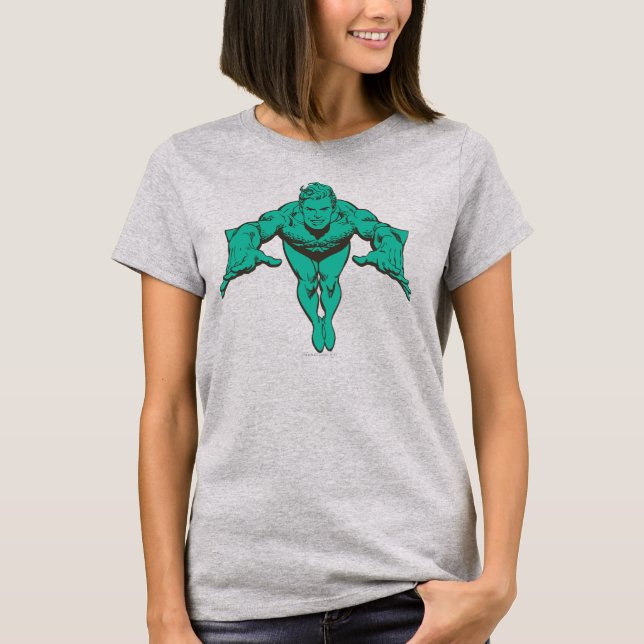 Aquaman Lunging Forward - Aquamarin T-Shirt (Vorderseite)