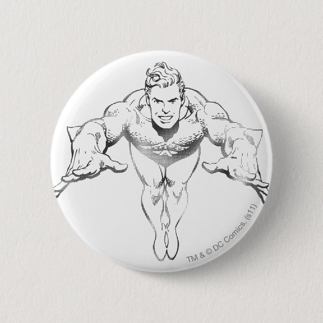 Aquaman Lunging Forward BW Button (Vorderseite)
