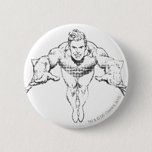Aquaman Lunging Forward BW Button