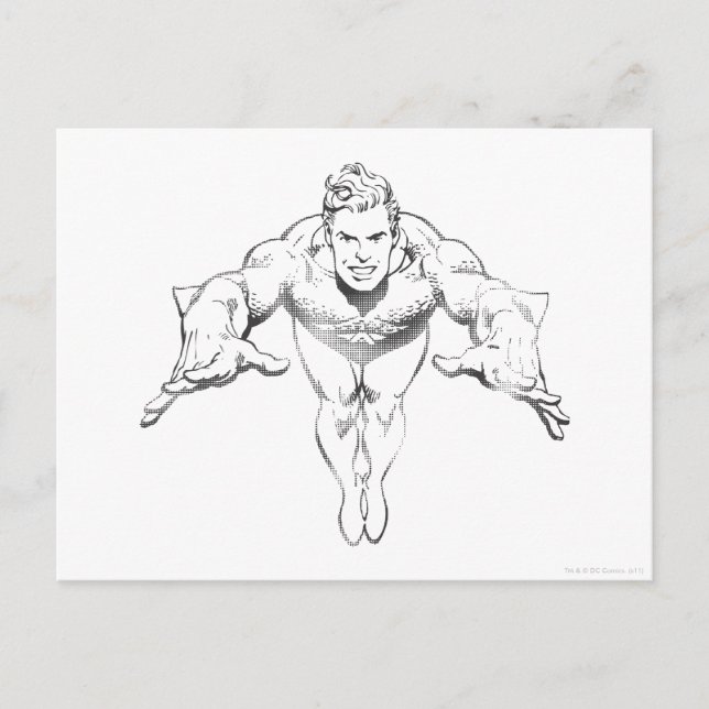 Aquaman Lunging Forward BW Postkarte (Vorderseite)