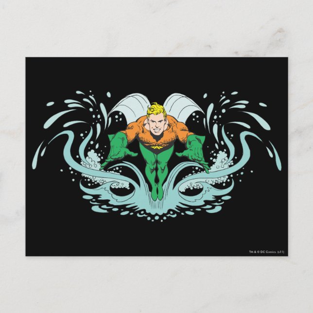 Aquaman Lunging Forward Postkarte (Vorderseite)