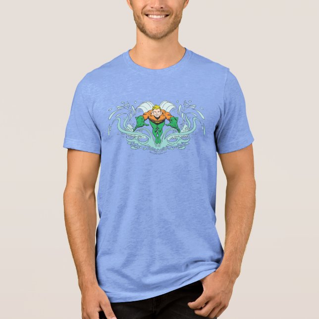 Aquaman Lunging Forward Tri-Blend Shirt (Vorderseite)