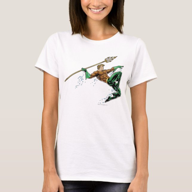 Aquaman Lunging mit Spear T-Shirt (Vorderseite)