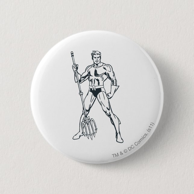 Aquaman mit Pitchfork BW Button (Vorderseite)