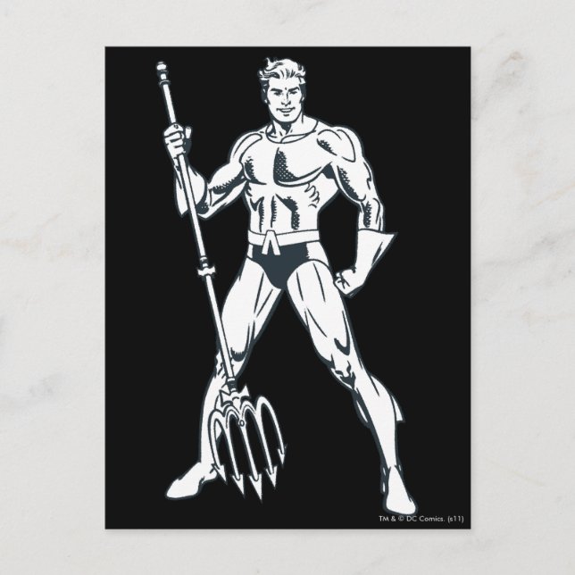Aquaman mit Pitchfork BW Postkarte (Vorderseite)