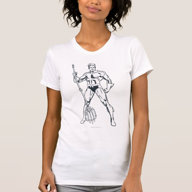 Aquaman mit Pitchfork BW T-Shirt (Vorderseite)