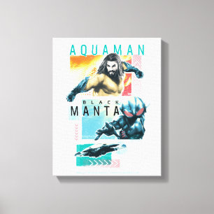 Aquaman modernistisches Aquaman u. schwarze Leinwanddruck