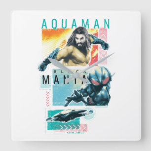 Aquaman   modernistisches Aquaman u. schwarze Quadratische Wanduhr