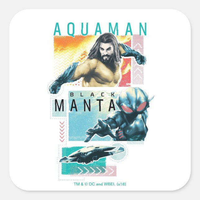 Aquaman | modernistisches Aquaman u. schwarze Quadratischer Aufkleber (Vorderseite)