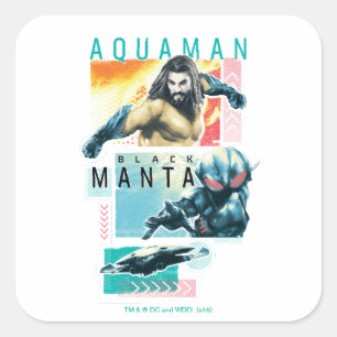Aquaman   modernistisches Aquaman u. schwarze Quadratischer Aufkleber