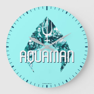 Aquaman   Orin, Mera, Orm & Black Manta In Symbol Große Wanduhr