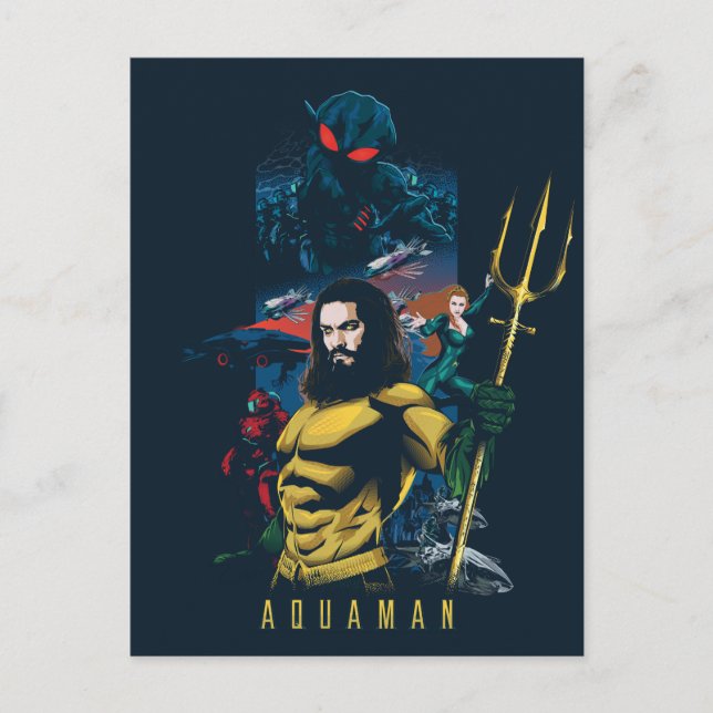 Aquaman | Orin, Mera und Black Manta Graphic Postkarte (Vorderseite)