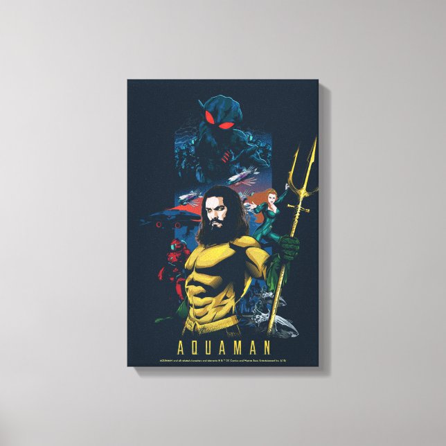 Aquaman | Orin, Mera und schwarze Manta-Grafik Leinwanddruck (Vorderseite)
