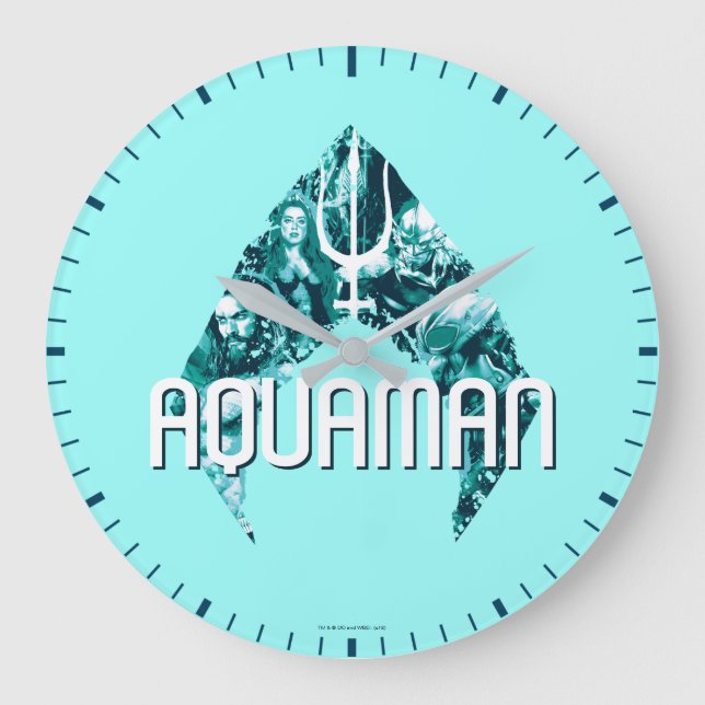 Aquaman | Orin, Meran, Orm & Black Manta in Symbol Große Wanduhr (Vorderseite)