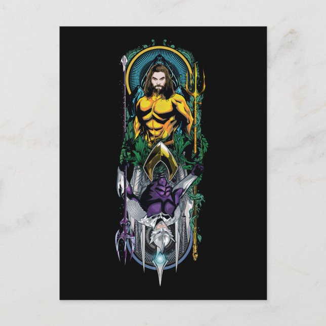 Aquaman | Orin & Orm Reversible Art Nouveau Panel Postkarte (Vorderseite)