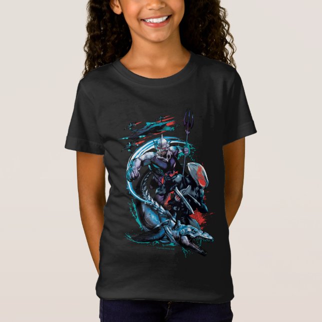 Aquaman | Orm, Schwarzer Manta, Tylosaur, & Schiff T-Shirt (Vorderseite)