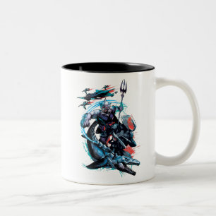 Aquaman   Orm, Schwarzer Manta, Tylosaur, & Schiff Zweifarbige Tasse