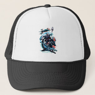 Aquaman Orm, schwarzer Manta, Tylosaur u. Truckerkappe