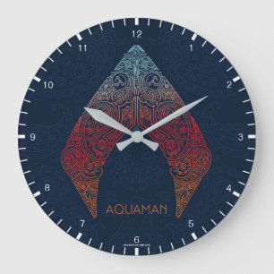 Aquaman   Paisley Aquaman Logo Große Wanduhr
