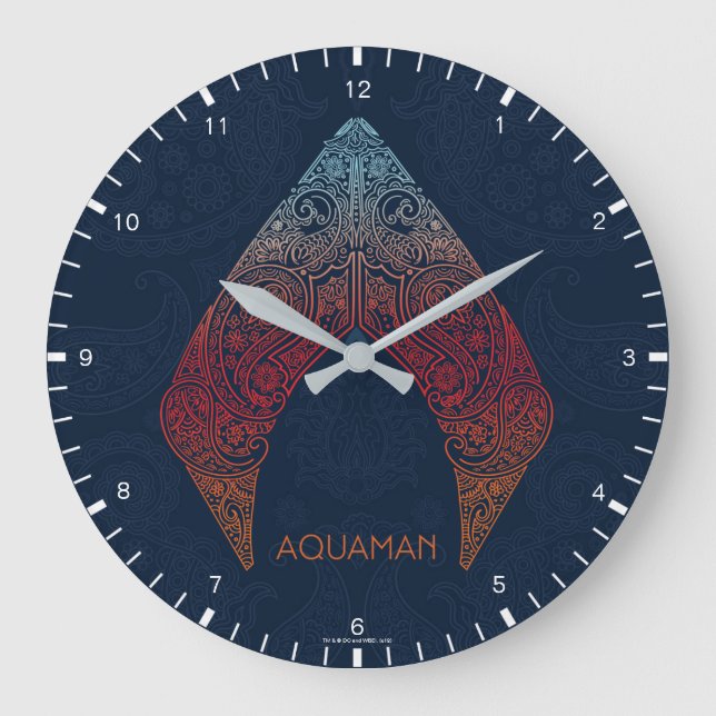 Aquaman | Paisley Aquaman Logo Große Wanduhr (Vorderseite)