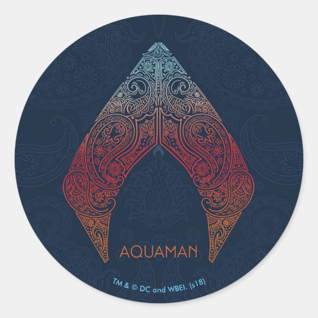 Aquaman | Paisley Aquaman Logo Runder Aufkleber (Vorderseite)