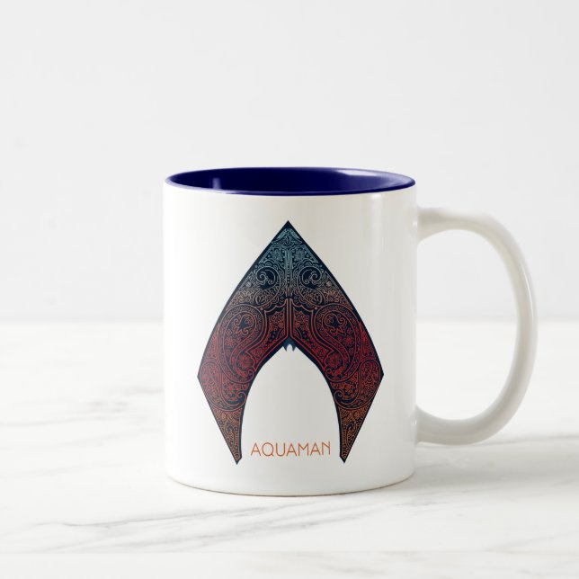 Aquaman | Paisley Aquaman Logo Zweifarbige Tasse (Rechts)