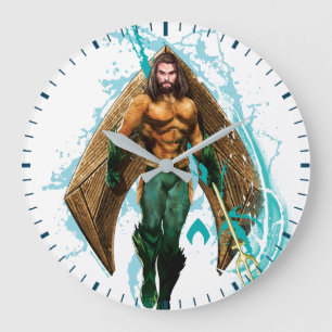 Aquaman   Prince Orin mit Aquaman-Logo Große Wanduhr
