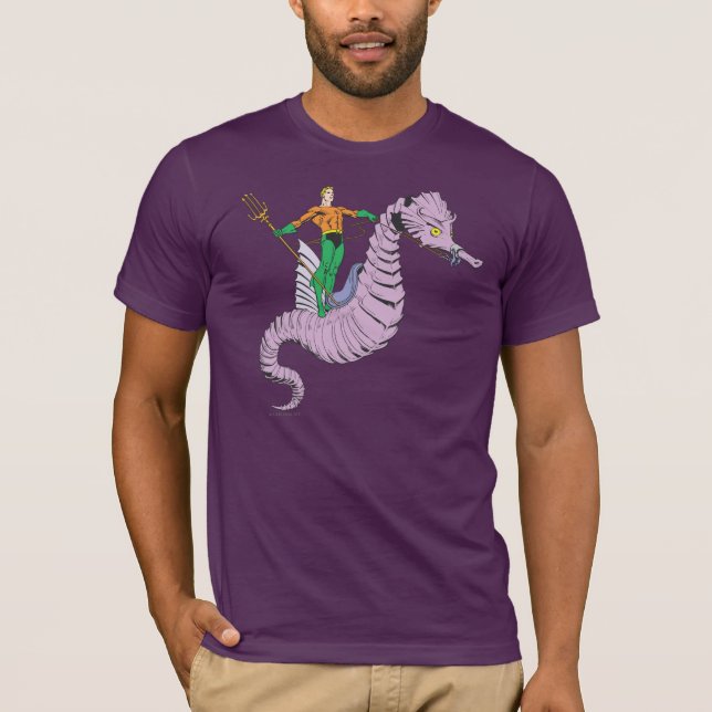 Aquaman Rides Seepferd T-Shirt (Vorderseite)