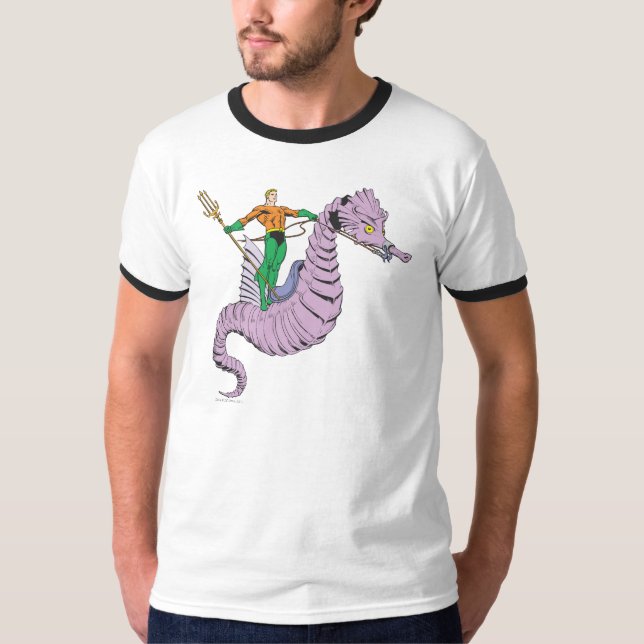 Aquaman Rides Seepferd T-Shirt (Vorderseite)